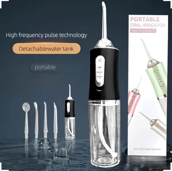 Oral Irrigator Portable Dental Water Flosser USB Rechargeable Water Jet Floss Tooth Pick 4 Jet Tip 220ml 3 Modes Teeth Cleaner